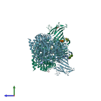 PDB entry 4e36 coloured by chain, side view.