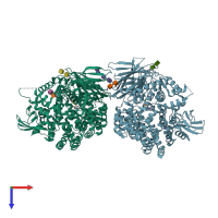 PDB entry 4e36 coloured by chain, top view.
