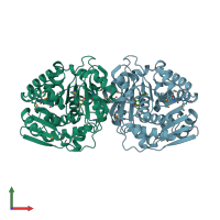 PDB entry 4e3a coloured by chain, front view.
