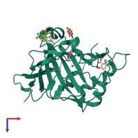 PDB entry 4e3f coloured by chain, top view.