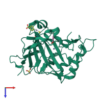 PDB entry 4e3g coloured by chain, top view.