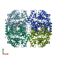 PDB entry 4e3q coloured by chain, front view.