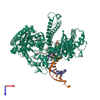 PDB entry 4e3s coloured by chain, top view.