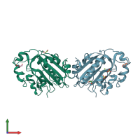 PDB entry 4e3y coloured by chain, front view.