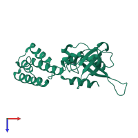 PDB entry 4e4b coloured by chain, top view.
