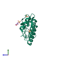 PDB entry 4e4c coloured by chain, side view.