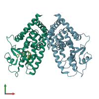 PDB entry 4e4k coloured by chain, front view.