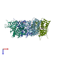 PDB entry 4e4l coloured by chain, top view.