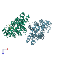 PDB entry 4e4q coloured by chain, top view.