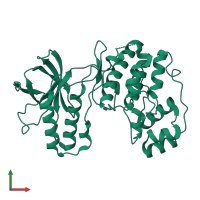 PDB entry 4e5a coloured by chain, front view.