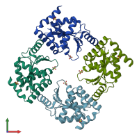 PDB entry 4e5e coloured by chain, front view.