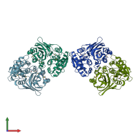 PDB entry 4e5s coloured by chain, front view.