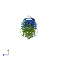 PDB entry 4e5s coloured by chain, side view.