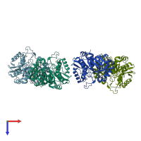 PDB entry 4e5s coloured by chain, top view.