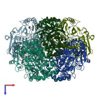 PDB entry 4e5t coloured by chain, top view.