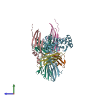 PDB entry 4e5x coloured by chain, side view.