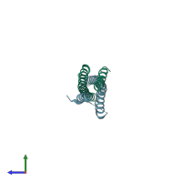 PDB entry 4e61 coloured by chain, side view.