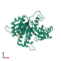 PDB entry 4e6e coloured by chain, front view.