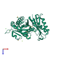 PDB entry 4e6e coloured by chain, top view.