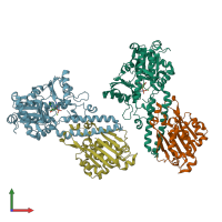 PDB entry 4e6n coloured by chain, front view.