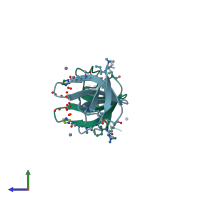 PDB entry 4e6r coloured by chain, side view.