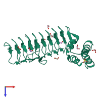 PDB entry 4e6u coloured by chain, top view.