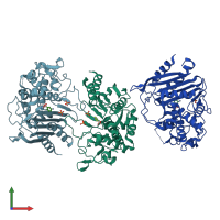 PDB entry 4e6w coloured by chain, front view.