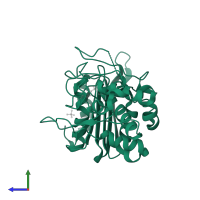 Beta-lactamase in PDB entry 4e6x, assembly 2, side view.