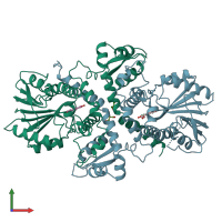 PDB entry 4e70 coloured by chain, front view.