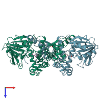 PDB entry 4e70 coloured by chain, top view.