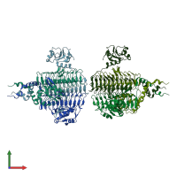 PDB entry 4e75 coloured by chain, front view.