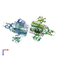 PDB entry 4e75 coloured by chain, top view.