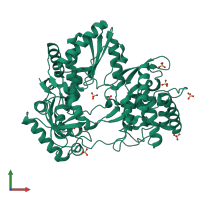PDB entry 4e76 coloured by chain, front view.