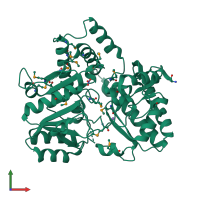 PDB entry 4e77 coloured by chain, front view.