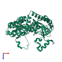 PDB entry 4e77 coloured by chain, top view.