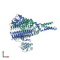 PDB entry 4e79 coloured by chain, front view.
