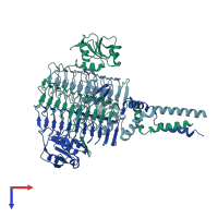 PDB entry 4e79 coloured by chain, top view.