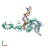 PDB entry 4e7h coloured by chain, front view.