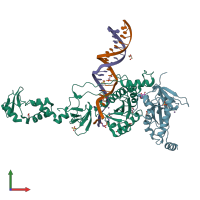 PDB entry 4e7i coloured by chain, front view.