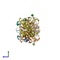 PDB entry 4e7r coloured by chain, side view.