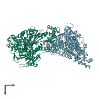 PDB entry 4e7s coloured by chain, top view.