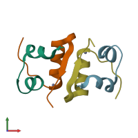 PDB entry 4e7t coloured by chain, front view.