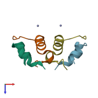PDB entry 4e7t coloured by chain, top view.