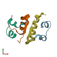 PDB entry 4e7u coloured by chain, front view.