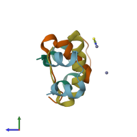 PDB entry 4e7u coloured by chain, side view.