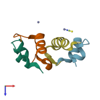 PDB entry 4e7u coloured by chain, top view.