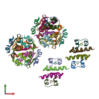 PDB entry 4e7v coloured by chain, front view.