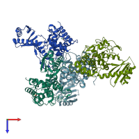 PDB entry 4e7x coloured by chain, top view.