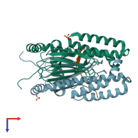 PDB entry 4e81 coloured by chain, top view.