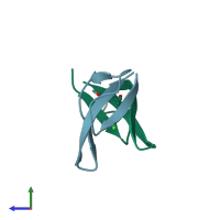 PDB entry 4e83 coloured by chain, side view.